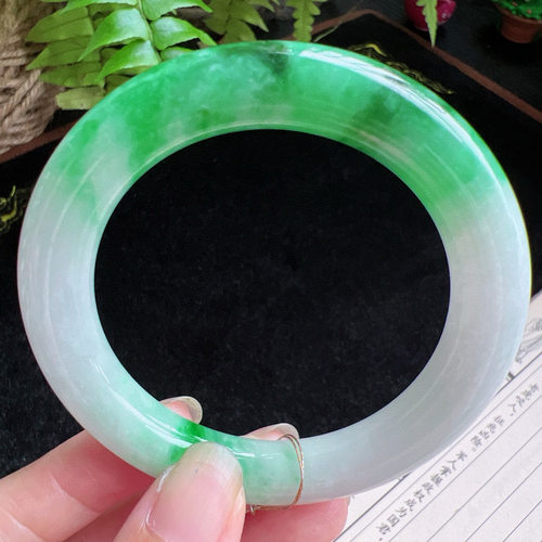圆条54圈口缅甸天然A货老坑种玉镯平洲翡翠手镯精选编号011D0327