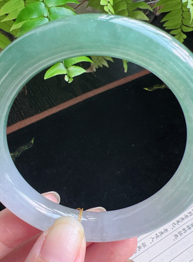 圆条57圈口缅甸天然A货老坑种玉镯平洲翡翠手镯精选编号057D0314E