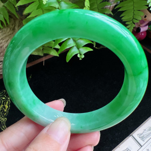 56圈口缅甸天然A货老坑种玉镯平洲翡翠手镯精选编号098D0320E