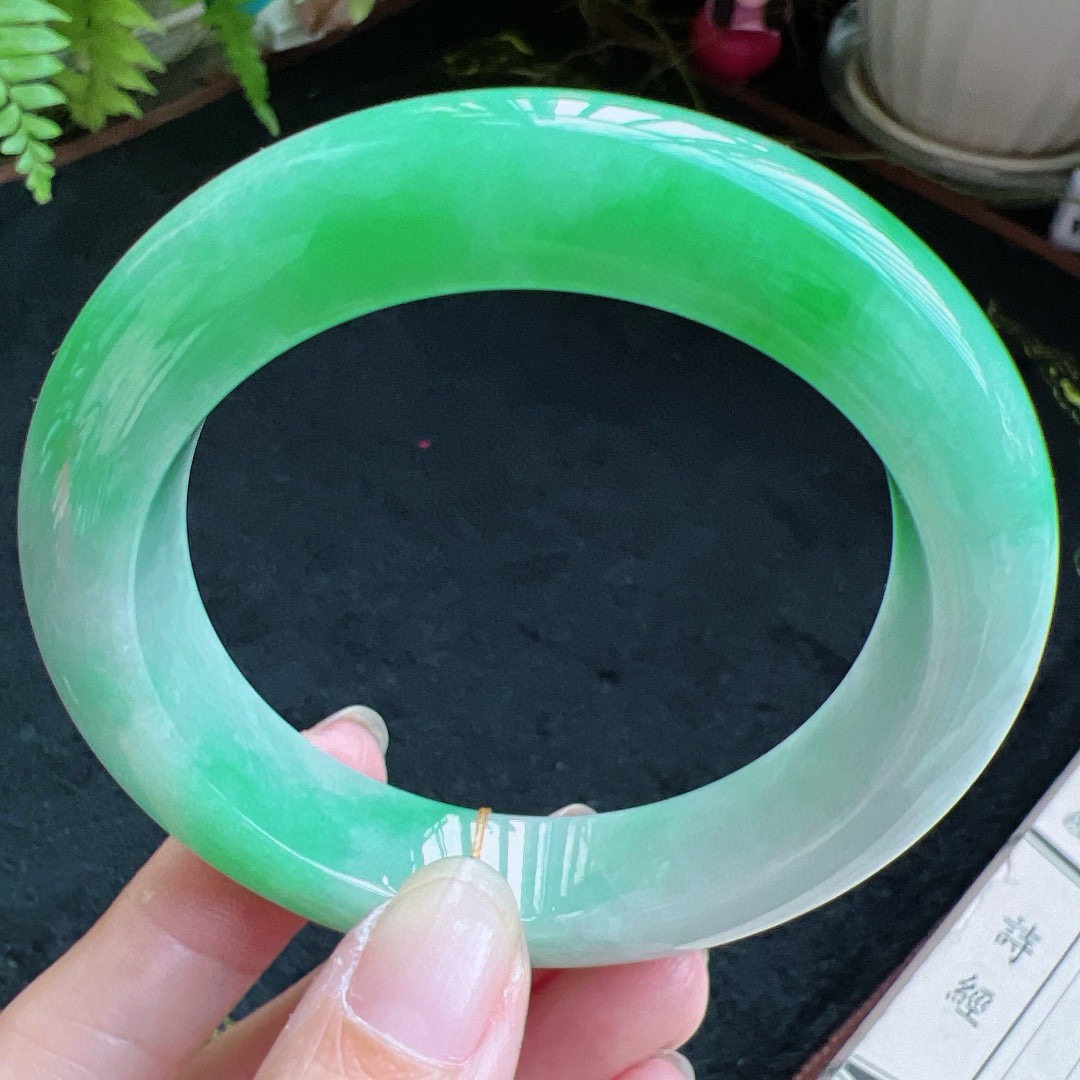 57圈口缅甸天然A货老坑种翡翠手镯玉镯子平洲翡翠手镯精选