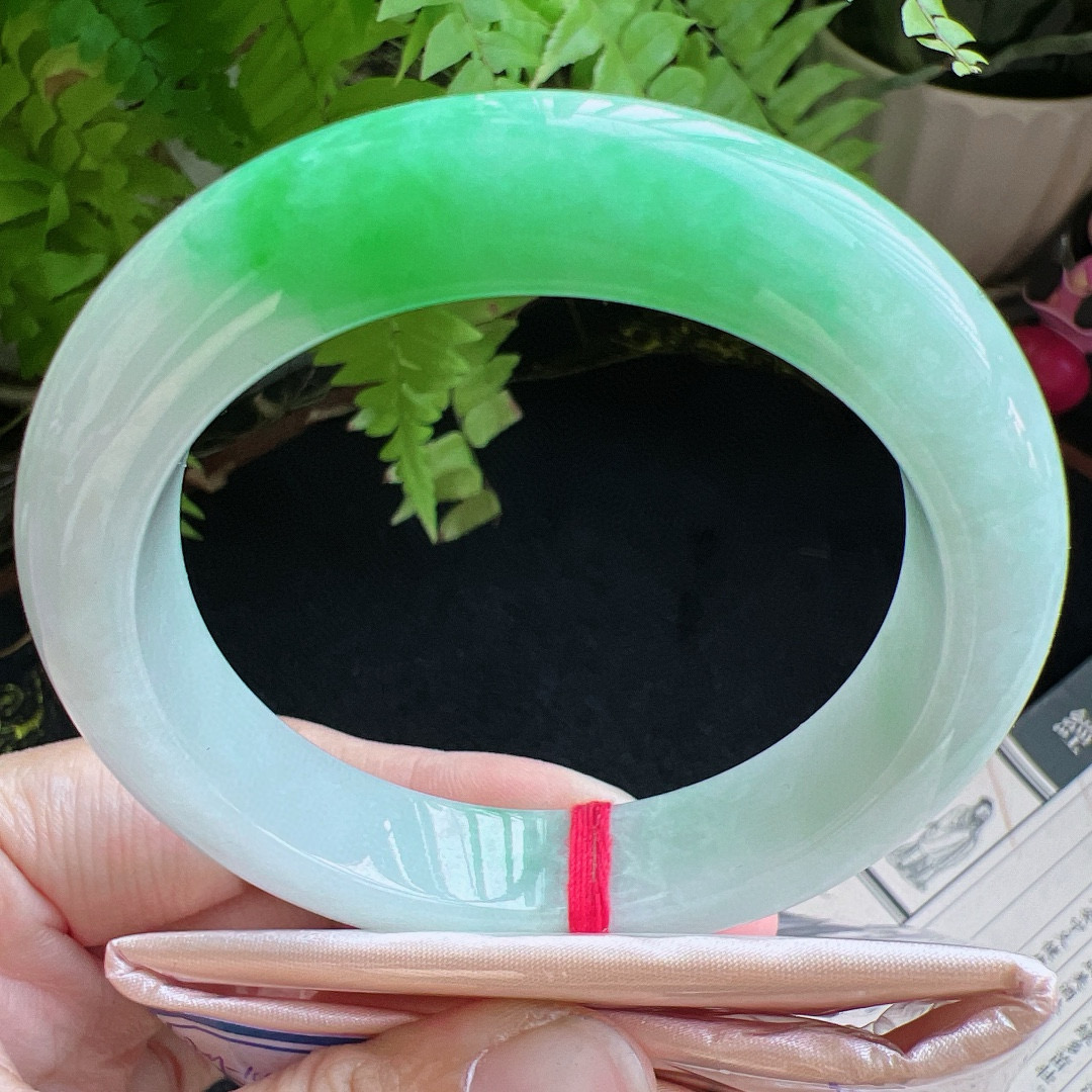 56圈口缅甸天然A货老坑种翡翠手镯玉镯子平洲翡翠手镯精选