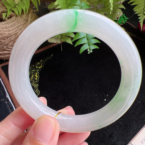 圆条53圈口缅甸天然A货老坑种玉镯平洲翡翠手镯精选编号051D0408E