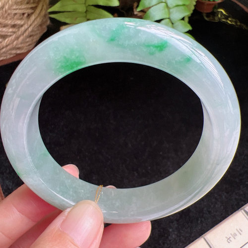 55圈口缅甸天然A货老坑种玉镯平洲翡翠手镯精选编号064D0411E