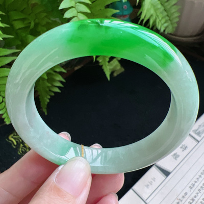 正圈53圈口缅甸天然A货老坑种翡翠手镯玉镯子平洲直供052D0128