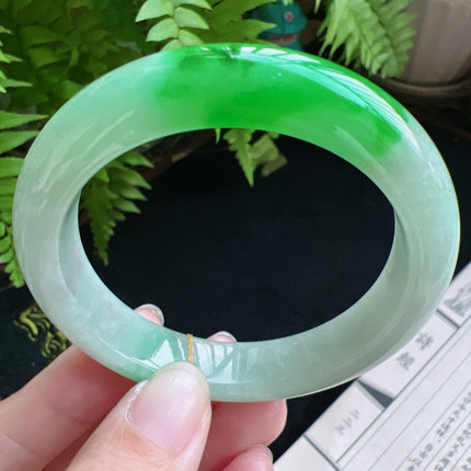 正圈53圈口缅甸天然A货老坑种翡翠手镯玉镯子平洲直供052D0128