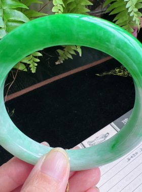 62圈口缅甸天然A货老坑种玉镯平洲翡翠手镯精选编号077D0310E