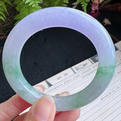 圆条53圈口缅甸天然A货老坑种翡翠手镯玉镯子平洲直供001D0208