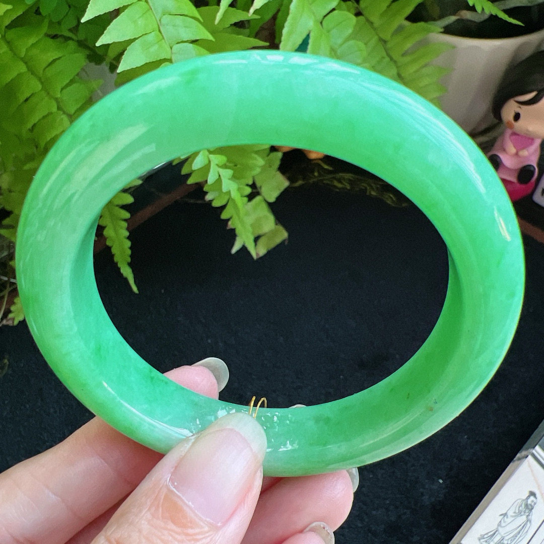 55圈口缅甸天然A货老坑种翡翠手镯玉镯子平洲翡翠手镯精选