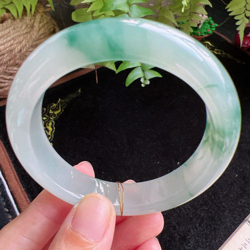 54圈口缅甸天然A货老坑种玉镯平洲翡翠手镯精选编号086D0408E