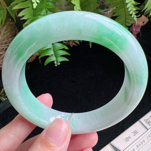 58圈口缅甸天然A货老坑种玉镯平洲翡翠手镯精选编号051D0407E