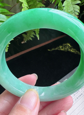 55圈口缅甸天然A货老坑种玉镯平洲翡翠手镯精选编号058D0310E