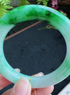 圆条57圈口缅甸天然A货老坑种翡翠手镯玉镯子平洲直供001D0201