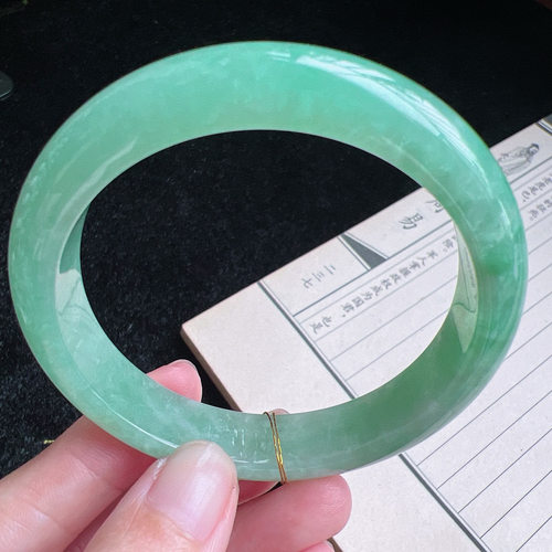 57圈口缅甸天然A货老坑种玉镯平洲翡翠手镯精选编号062D0407E