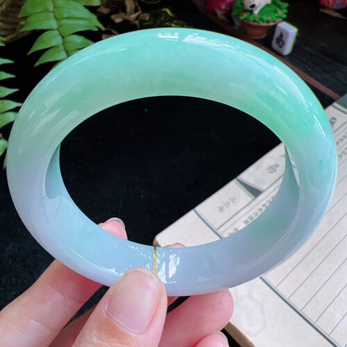 55圈口缅甸天然A货老坑种玉镯平洲翡翠手镯精选编号043D0921E