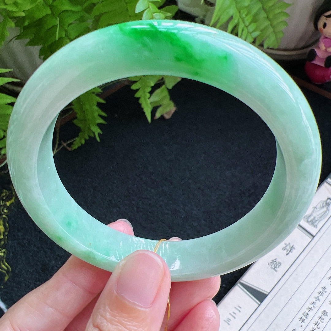 60圈口缅甸天然A货老坑种翡翠手镯玉镯子平洲翡翠手镯精选