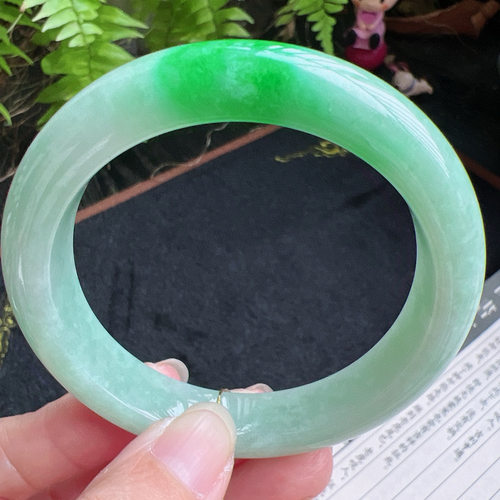 56圈口缅甸天然A货老坑种翡翠手镯玉镯子平洲直供077D0129E