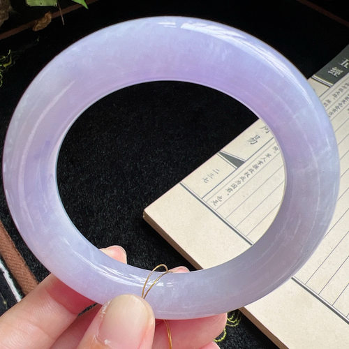 圆条57圈口缅甸天然A货老坑种玉镯平洲翡翠手镯精选编号046D0406E