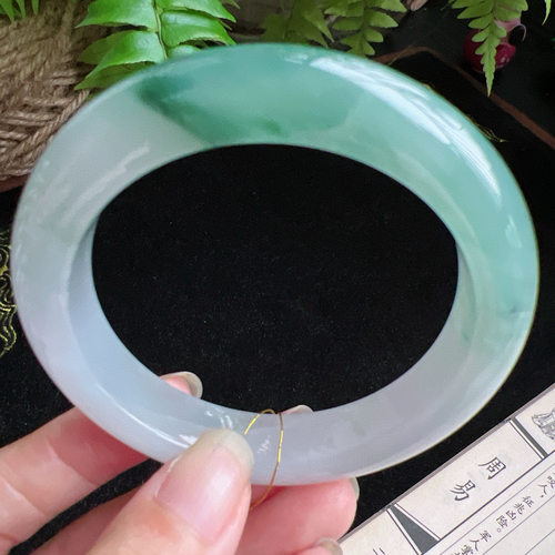 56圈口缅甸天然A货老坑种玉镯平洲翡翠手镯精选编号050D0327E