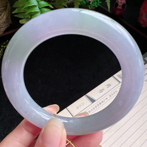 圆条57圈口缅甸天然A货老坑种玉镯平洲翡翠手镯精选编号046D0405E