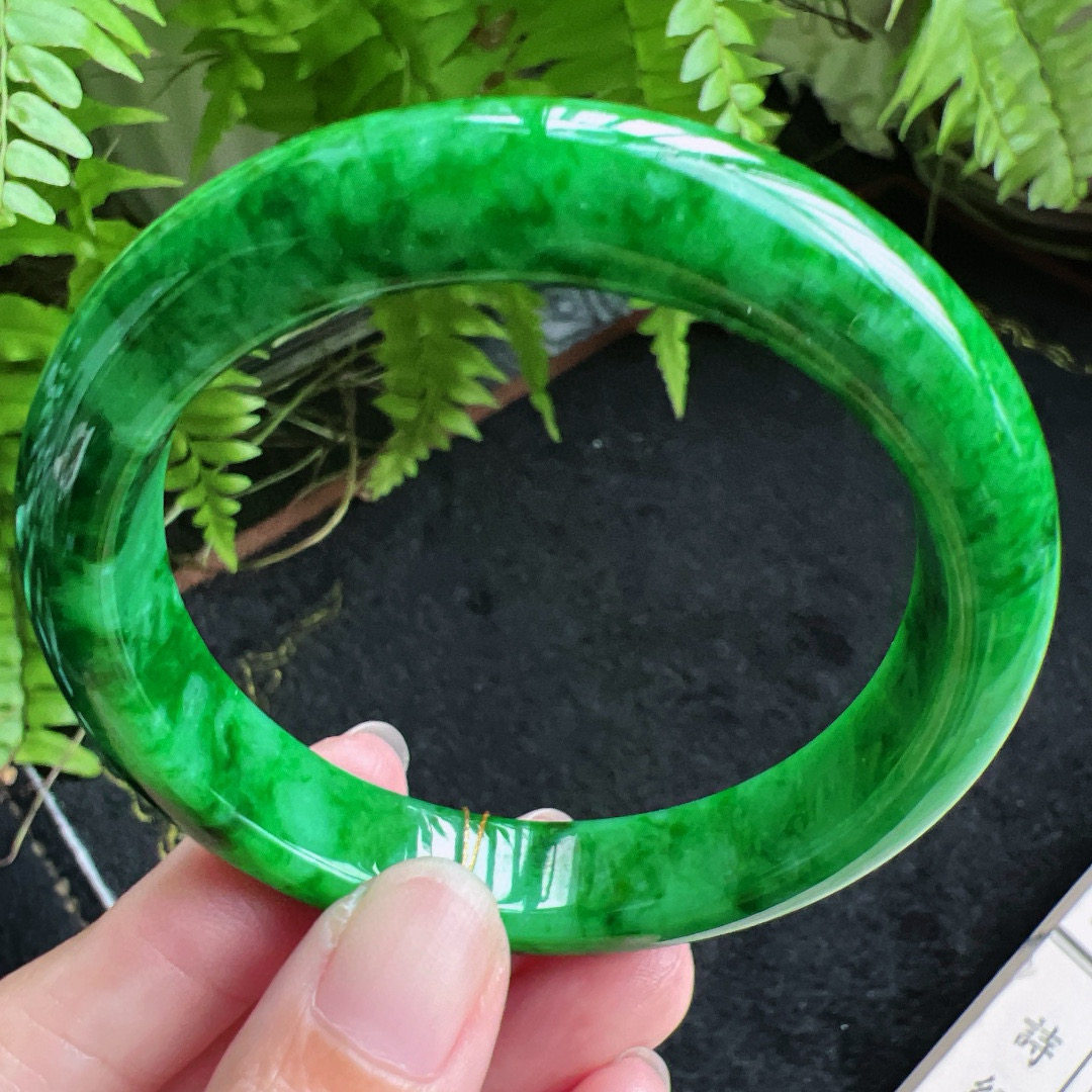 55圈口缅甸天然A货老坑种翡翠手镯玉镯子平洲翡翠手镯精选