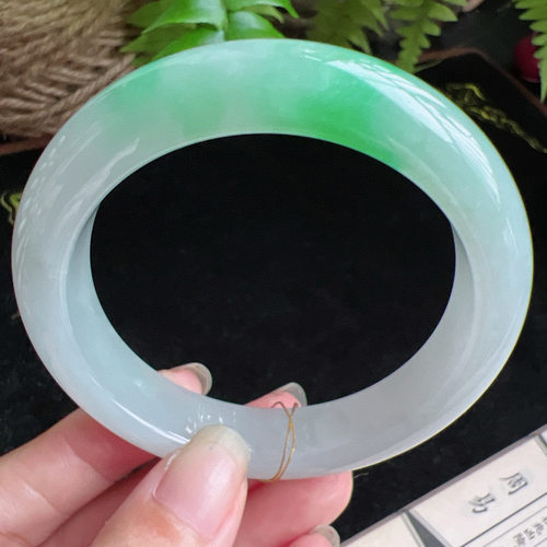 56圈口缅甸天然A货老坑种玉镯平洲翡翠手镯精选编号057D0327E