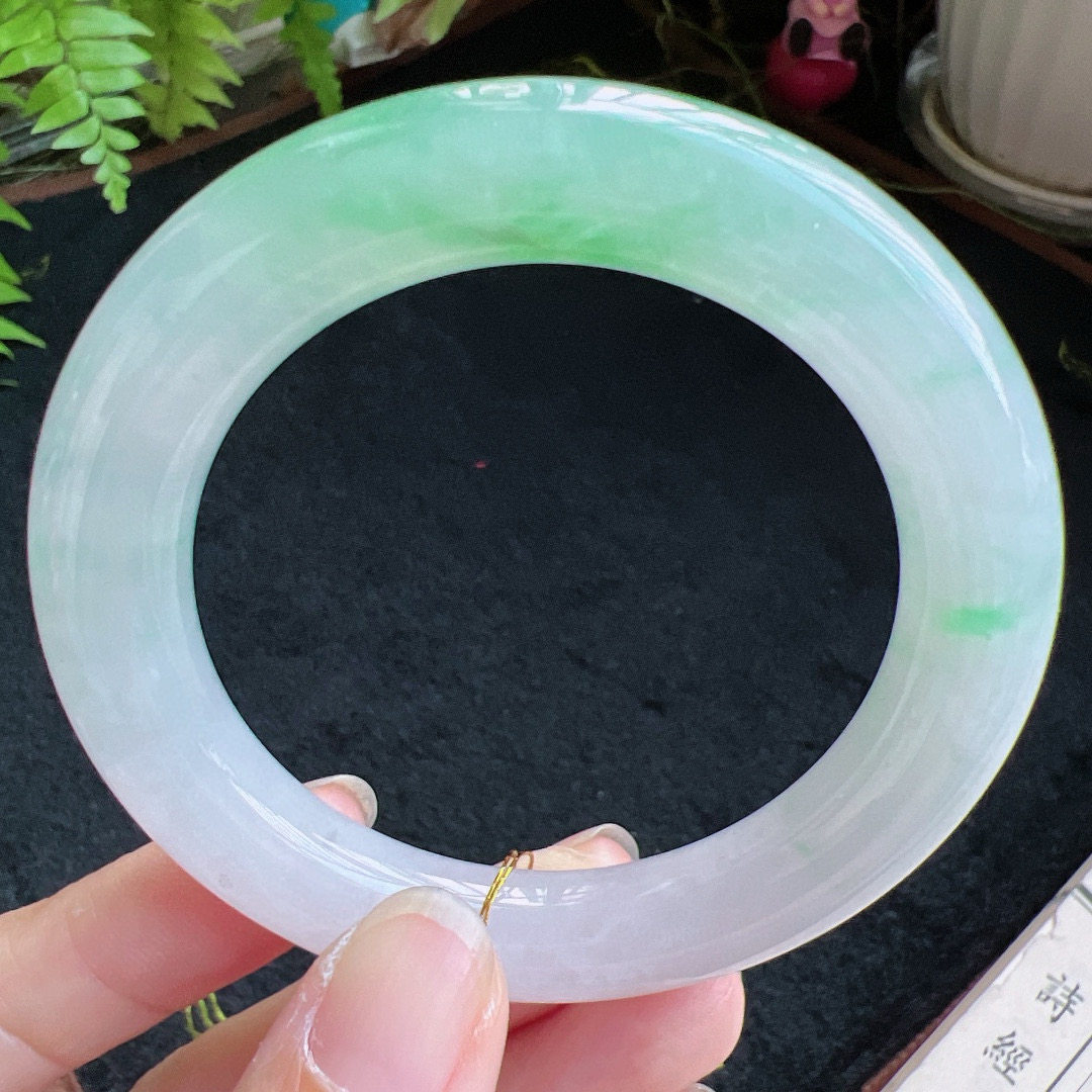 圆条53圈口缅甸天然A货老坑种翡翠手镯玉镯子平洲翡翠手镯精选