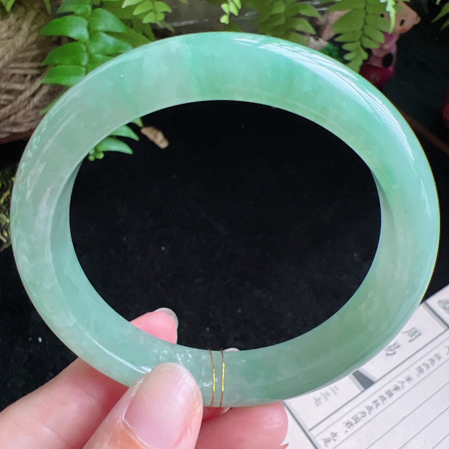 60圈口缅甸天然A货老坑种玉镯平洲翡翠手镯精选编号086D0420E