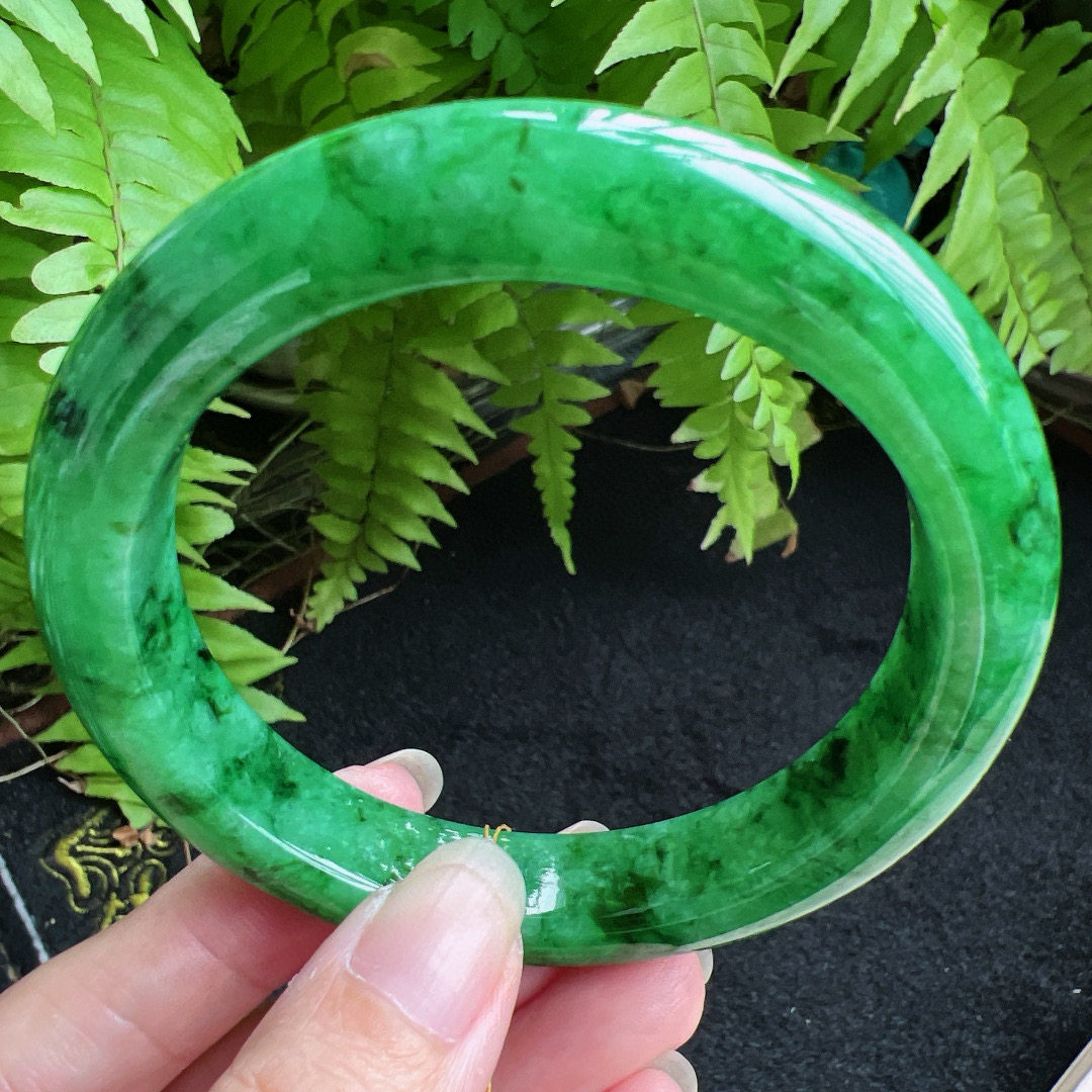 60圈口缅甸天然A货老坑种翡翠手镯玉镯子平洲翡翠手镯精选