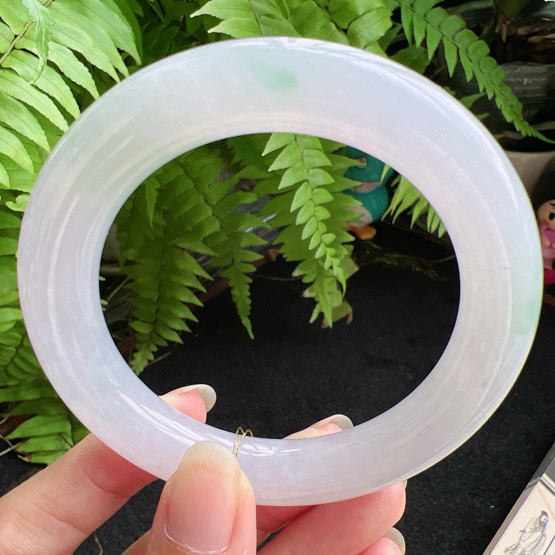 圆条58圈口缅甸天然A货老坑种翡翠手镯玉镯子平洲翡翠手镯精选