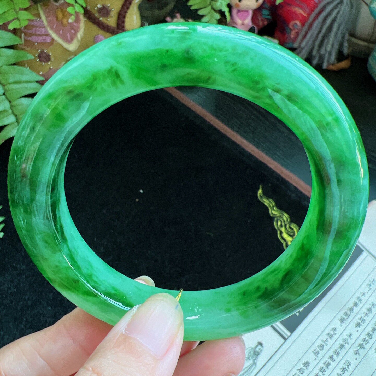 60圈口缅甸天然A货老坑种翡翠手镯玉镯子平洲直供055D1010