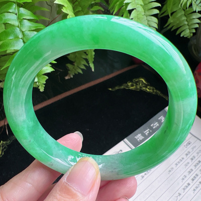 58圈口缅甸天然A货老坑种翡翠玉镯平洲翡翠手镯精选编号048D0310E