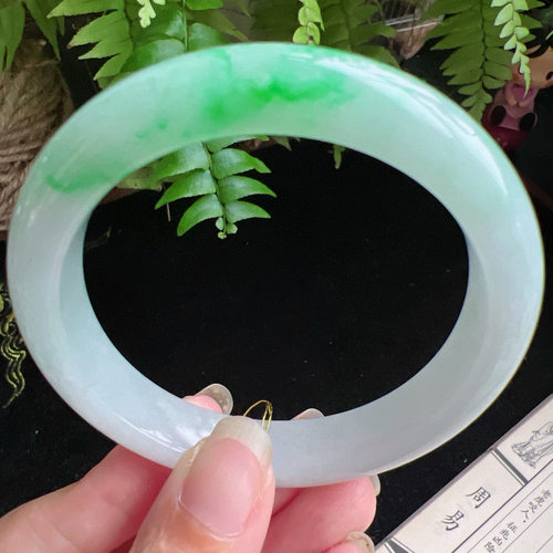 58圈口缅甸天然A货老坑种玉镯平洲翡翠手镯精选编号046D0405E