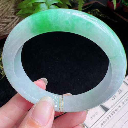 54圈口缅甸天然A货老坑种玉镯平洲翡翠手镯精选编号046D0402