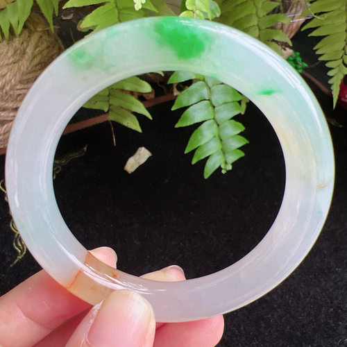 圆条52圈口缅甸天然A货老坑种玉镯平洲翡翠手镯精选编号099D0409E