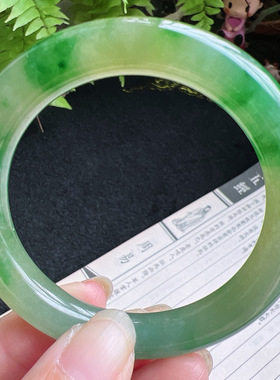 圆条52圈口缅甸天然A货老坑种翡翠手镯玉镯子平洲直供001D0209