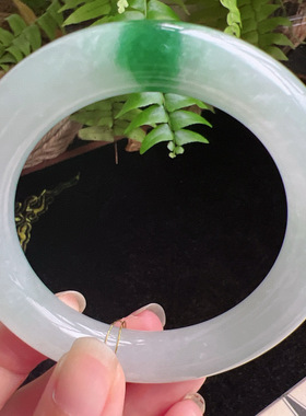 圆条56圈口缅甸天然A货老坑种玉镯平洲翡翠手镯精选编号048D0331E