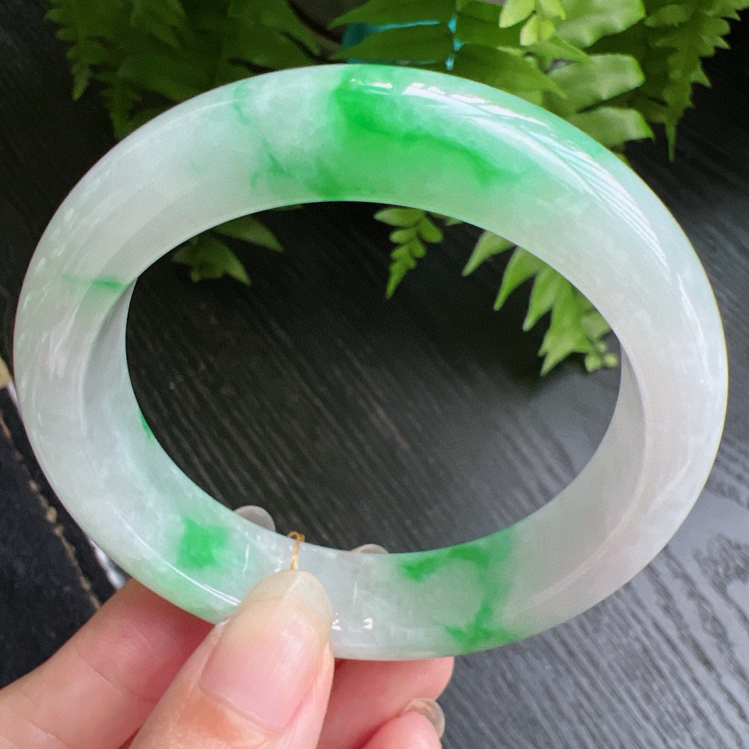 56圈口缅甸天然A货老坑种翡翠手镯玉镯子平洲翡翠手镯精选