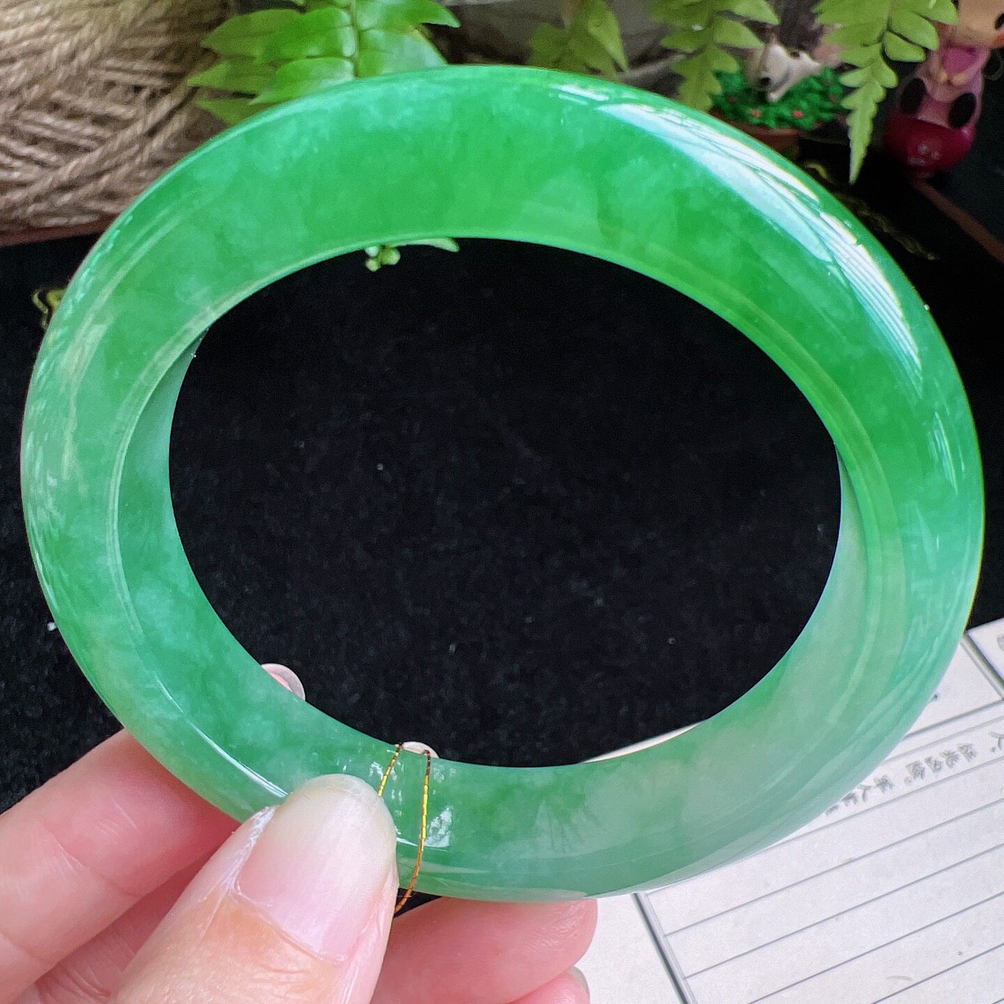 58圈口缅甸天然A货老坑种玉镯平洲翡翠手镯精选编号047D0419E