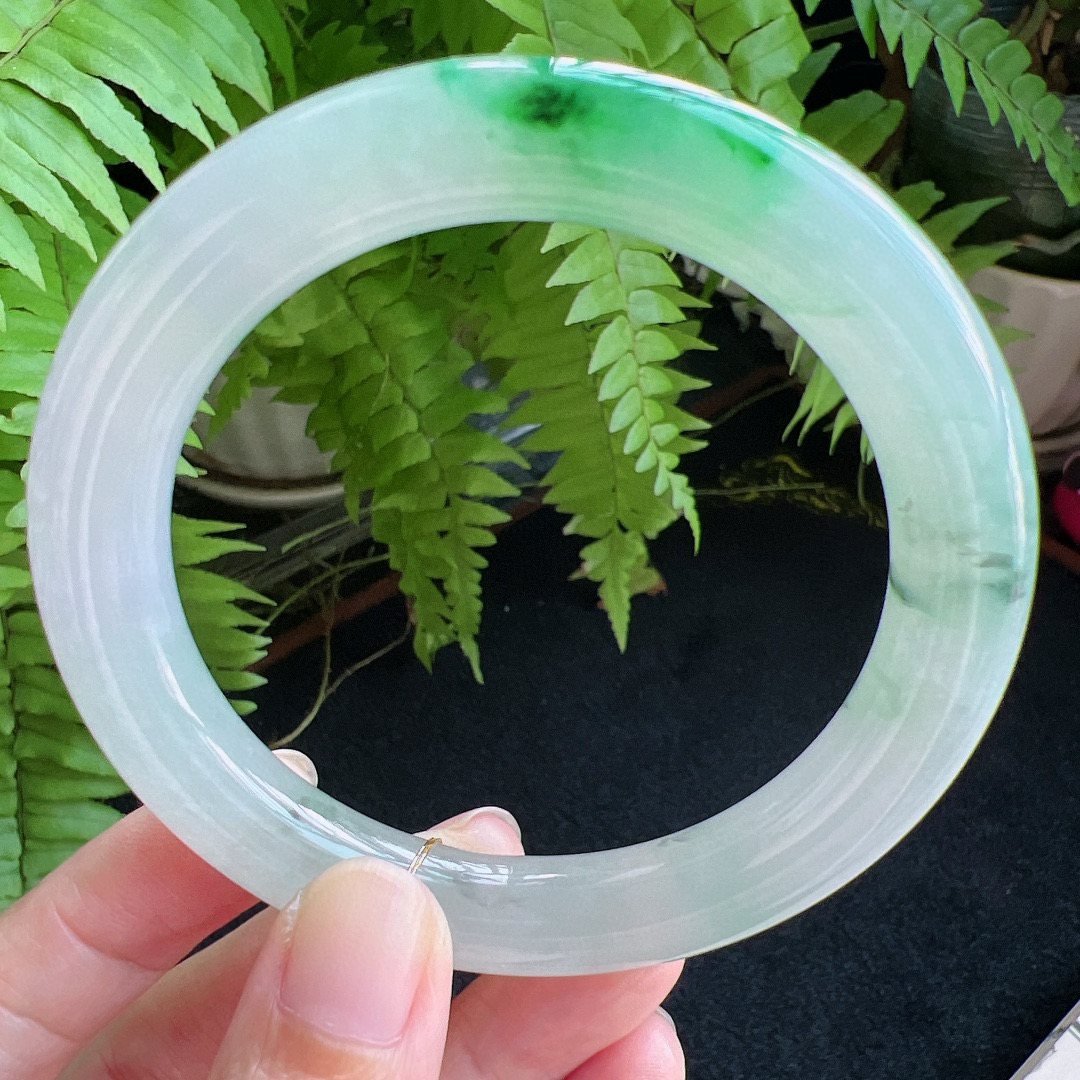 圆条60圈口缅甸天然A货老坑种翡翠手镯玉镯子平洲翡翠手镯精选