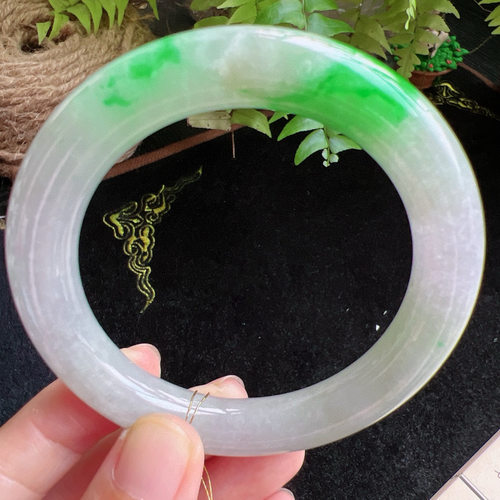 圆条55圈口缅甸天然A货老坑种玉镯平洲翡翠手镯精选编号051D0408E