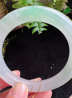 圆条58圈口缅甸天然A货老坑种玉镯平洲翡翠手镯精选编号059D0409E