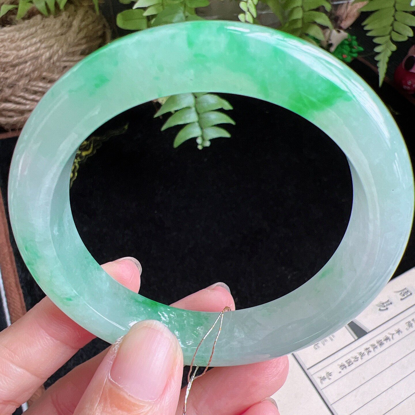 57圈口缅甸天然A货老坑种玉镯平洲翡翠手镯精选编号077D0415E