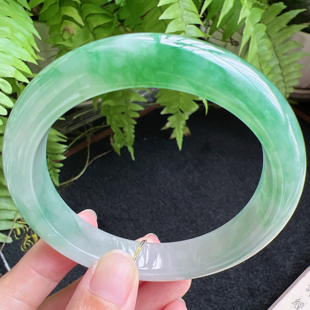 61圈口缅甸天然A货老坑种翡翠手镯玉镯子平洲翡翠手镯精选