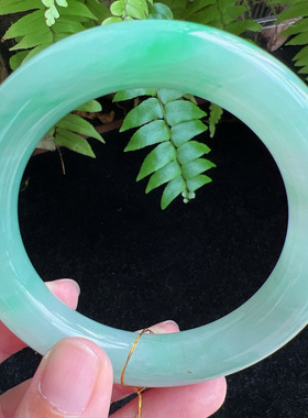 圆条58圈口缅甸天然A货老坑种玉镯平洲翡翠手镯精选编号051D0410E