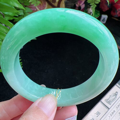 55圈口缅甸天然A货老坑种翡翠手镯玉镯子平洲直供043D1004