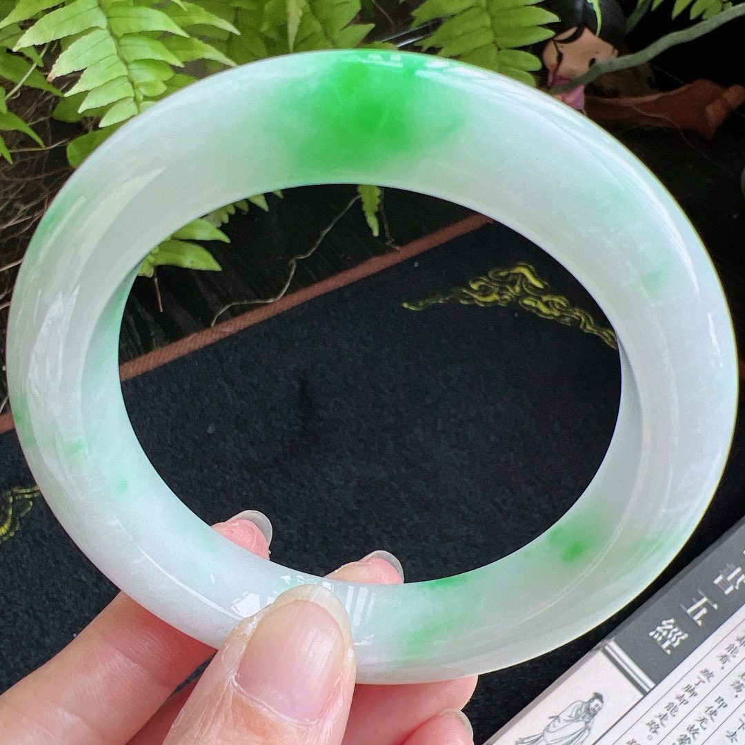 正圈60圈口缅甸天然A货老坑种翡翠手镯玉镯子平洲直供077D0127