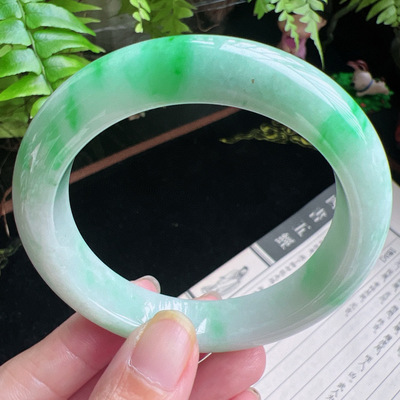 56圈口缅甸天然A货老坑种玉镯平洲翡翠手镯精选编号058D0310E