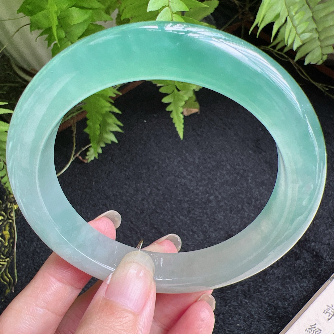 62圈口缅甸天然A货老坑种翡翠手镯玉镯子平洲翡翠手镯精选