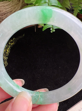 圆条54圈口缅甸天然A货老坑种玉镯平洲翡翠手镯精选编号011D0403E