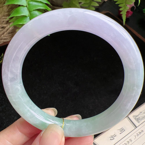 圆条57圈口缅甸天然A货老坑种玉镯平洲翡翠手镯精选编号049D0327E